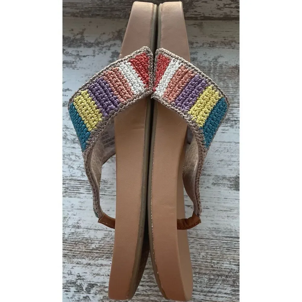 New The Sak Everly Sandal - Hand Crochet - Summertide Strip Size 10